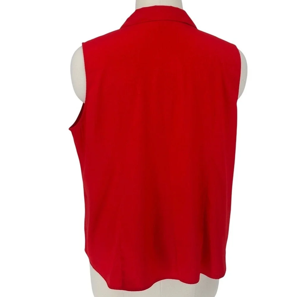 Catherines‎ Sleeveless Button Down Shirt Red Pocket Front Plus 22/24W